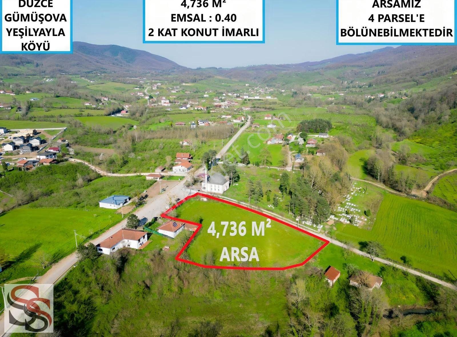Düzce Gümüşova Yeşilyayla Köyünde 4,736 M² İmarlı Köşe Parsel