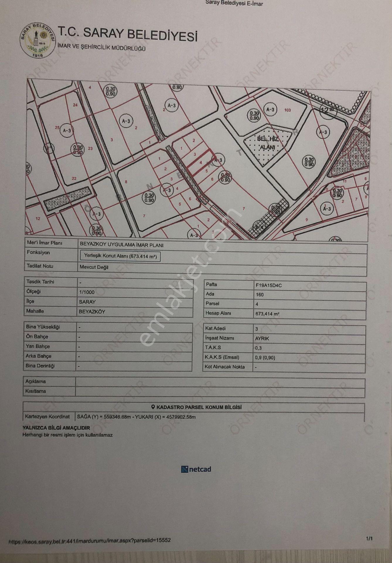 Tekirdağ Saray Beyazköy De Mahalle Kenarı 673 M2 İmarlı İfrazlı - Görsel 34