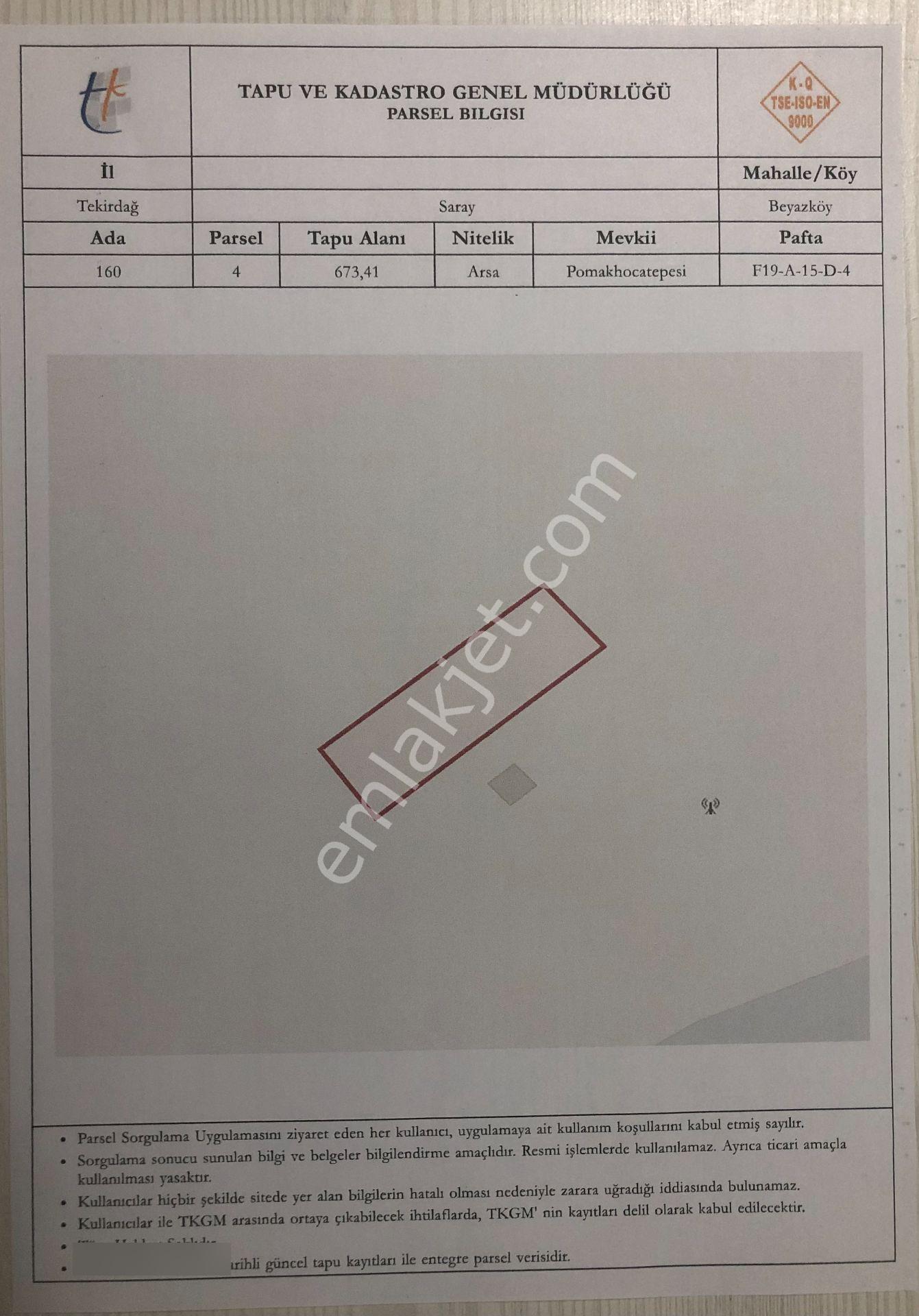 Tekirdağ Saray Beyazköy De Mahalle Kenarı 673 M2 İmarlı İfrazlı - Görsel 35