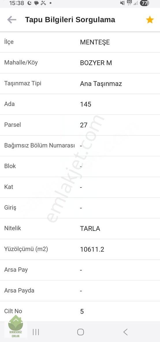 Muğla Menteşe Bozyer Mahallesinde 10.611 M² Satılık Tarla... - Görsel 4