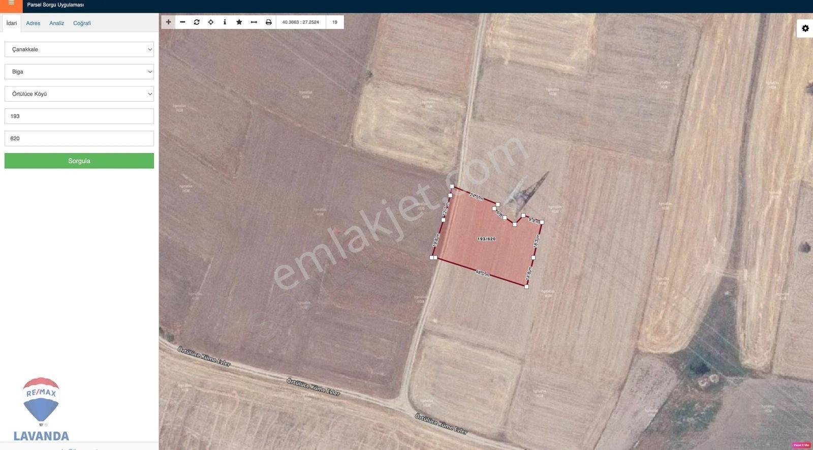 Çanakkale Biga Örtülücede Satılık Tarla Ada193 Parsel620 1645m² - Görsel 4