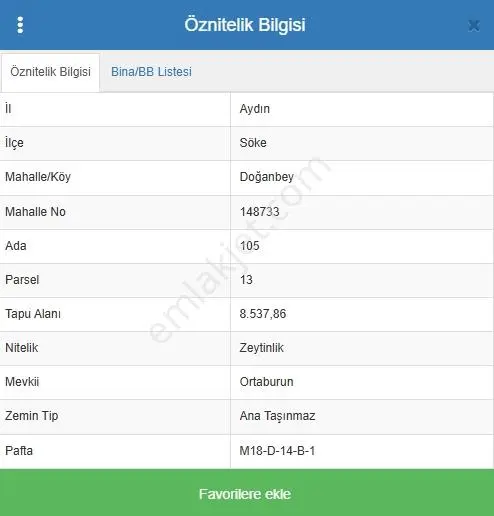 Söke Doğanbey'de Yatırım Fırsatı Zeytinlik
