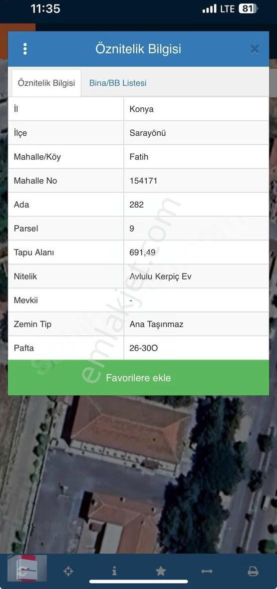 Sarayönü Merkezde 3 Kat 6 Dairelik Satılık Arsa