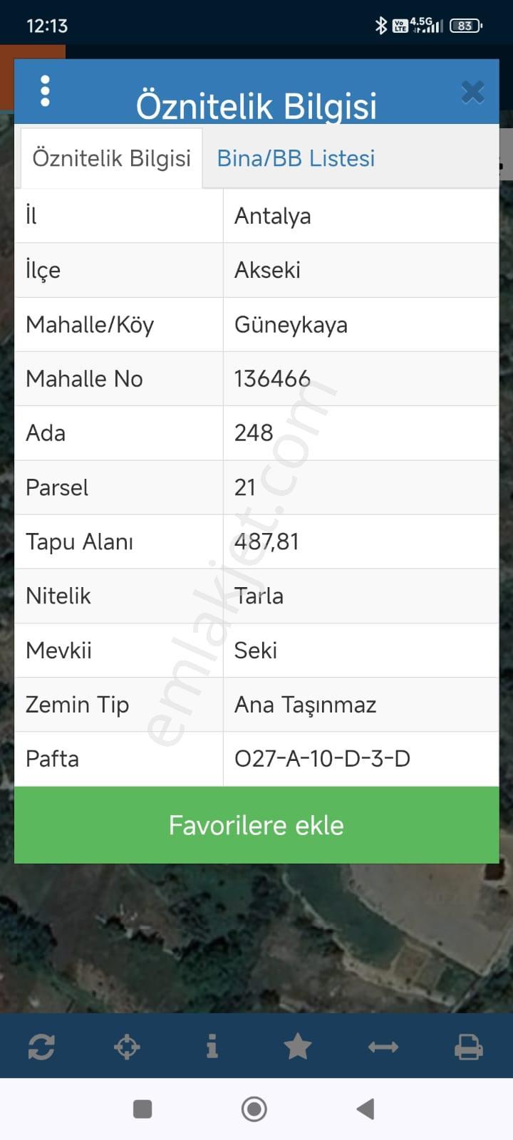 İdamax,tan Akseki Güneykaya,da Satılık Tarla - Görsel 2