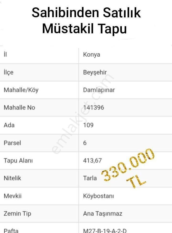 Konya/beyşehir /damlapınar Mh Müstakil Sahibinden Tarla/bahce - Görsel 10
