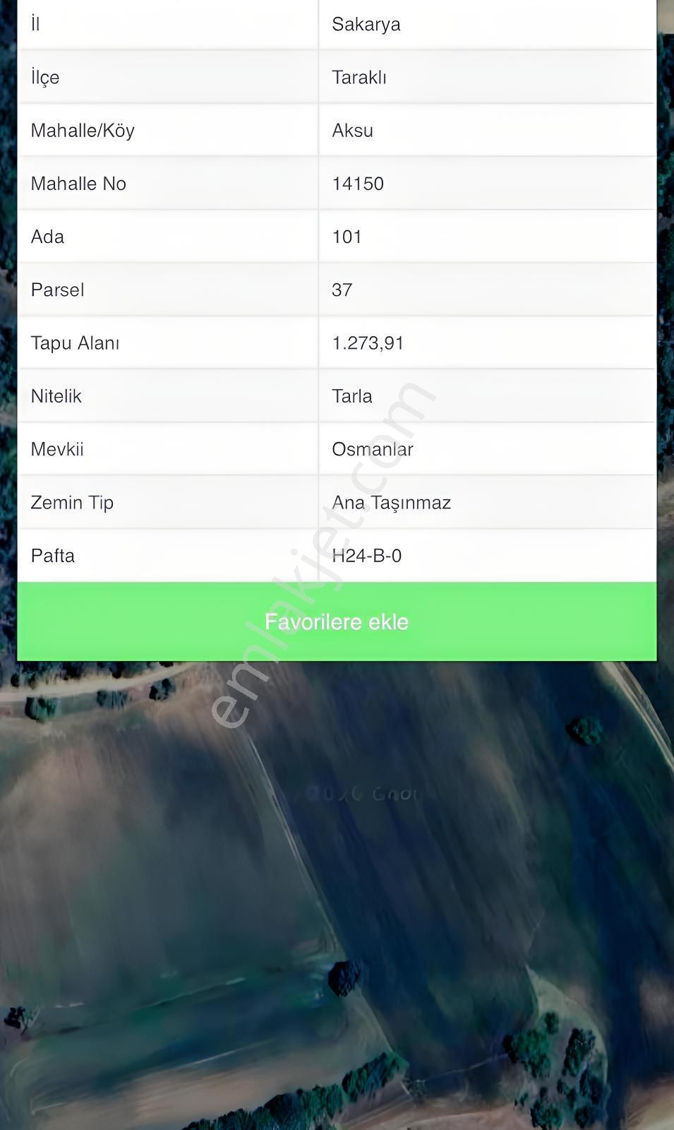 Sakarya Taraklı Aksuda 1273m² Satılık Tarla - Görsel 3