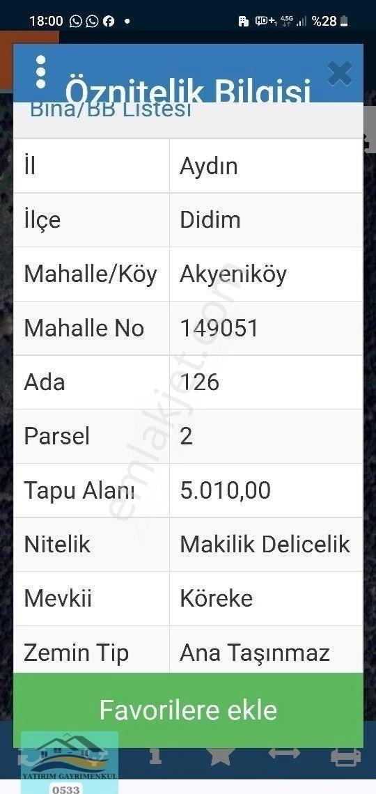 Didim Akkyeni Köy Satılık Arsa