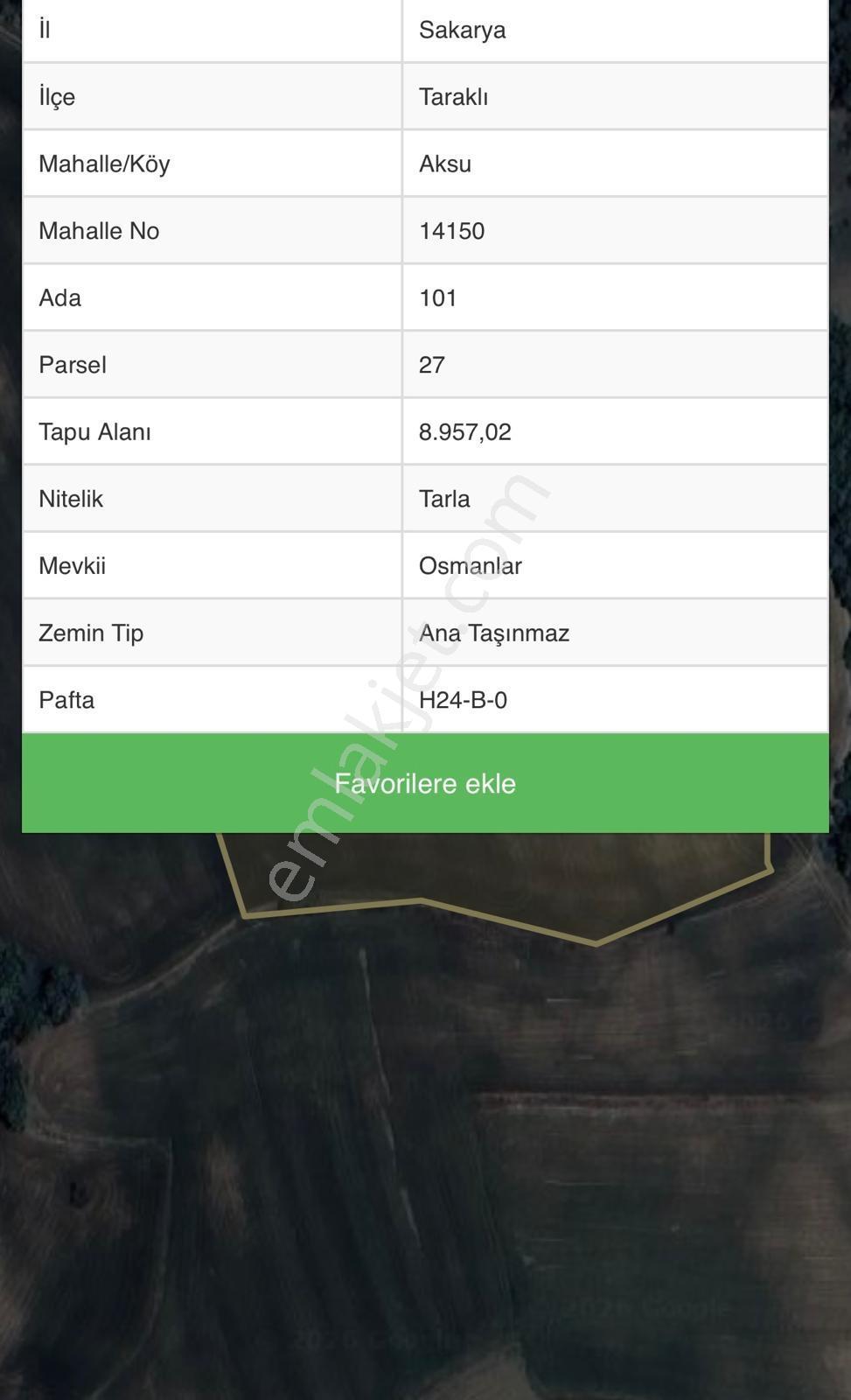 Sakarya Taraklı Aksuda 7.097 M² Geniş Satılık Tarla !!!! - Görsel 4