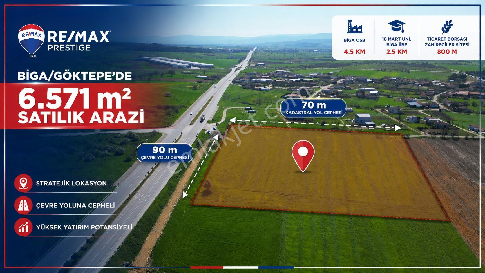 Biga Göktepe’de Çevre Yolu Ve Kadastral Yola Çift Cepheli Yatırım Fırsatı Tarla - Görsel 2