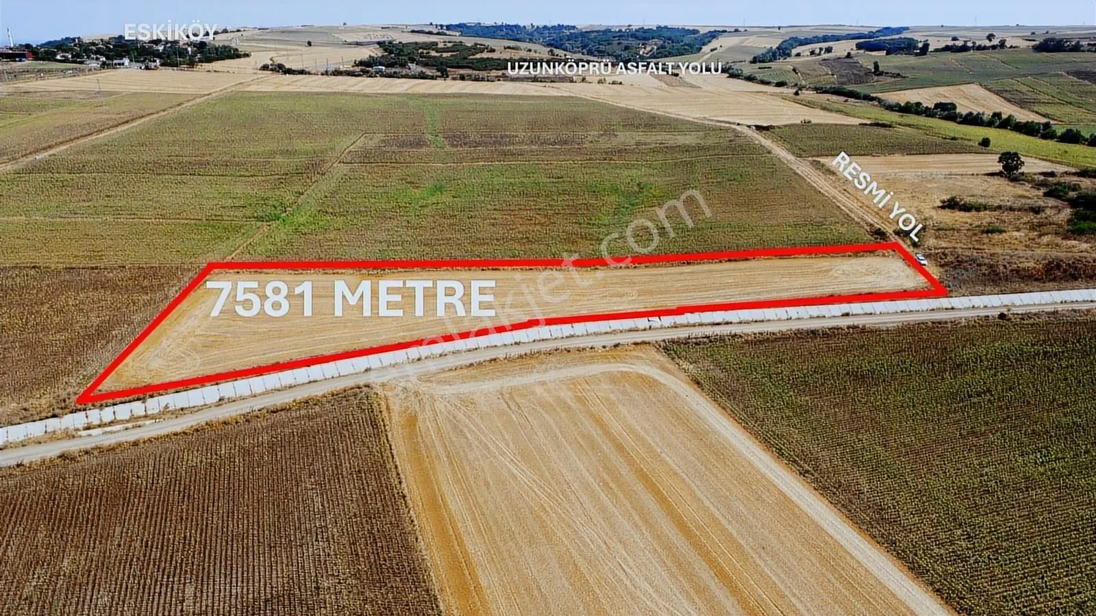 Edirne Uzunköprü Eskiköy 7581m2 Resmi Yola Cephe Köye 400 Metre