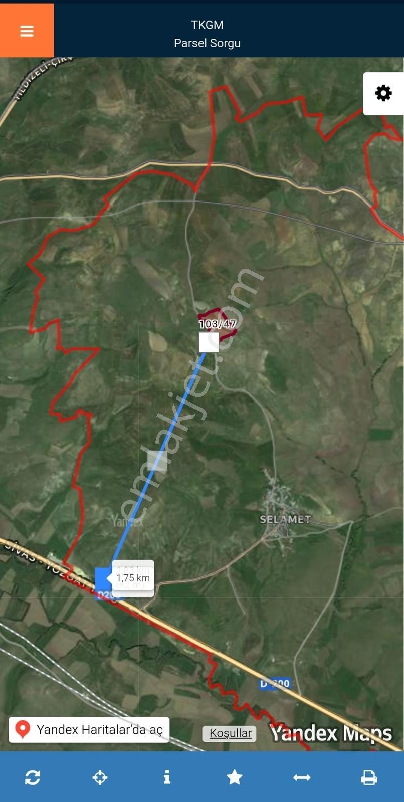 Sivas Yıldızeli Selamet Köye 1 Km Mesaferesmi Yola Cephe 27493m2 - Görsel 14