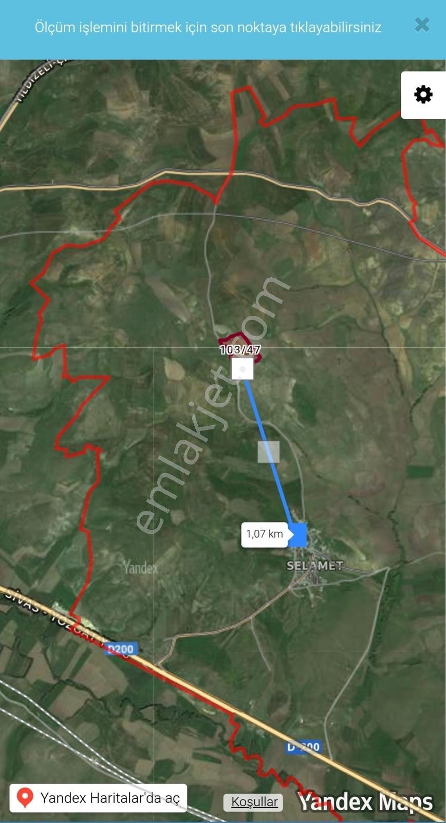 Sivas Yıldızeli Selamet Köye 1 Km Mesaferesmi Yola Cephe 27493m2 - Görsel 13