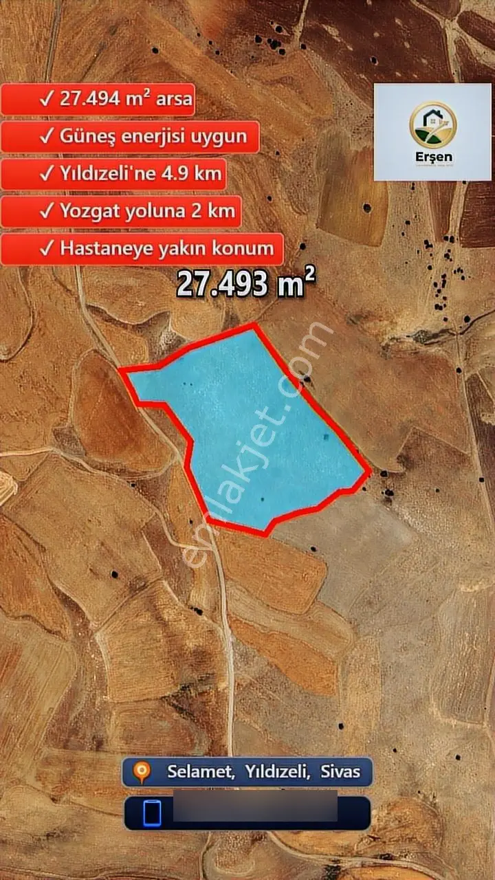 Sivas Yıldızeli Selamet Köye 1 Km Mesaferesmi Yola Cephe 27493m2 - Görsel 10