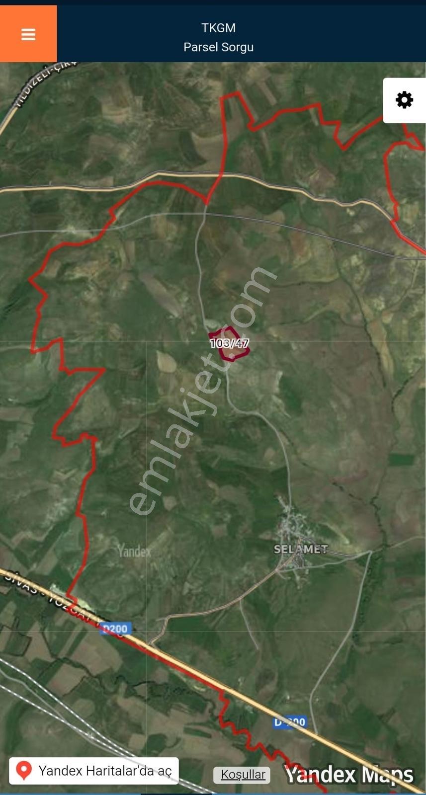 Sivas Yıldızeli Selamet Köye 1 Km Mesaferesmi Yola Cephe 27493m2 - Görsel 4
