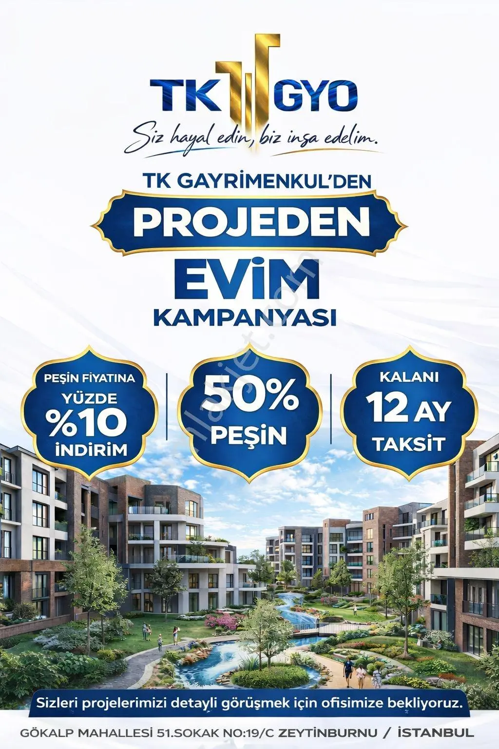Tk Gayrimenkul'den Gökalpte 95 M2 2+1 Satılık Daire