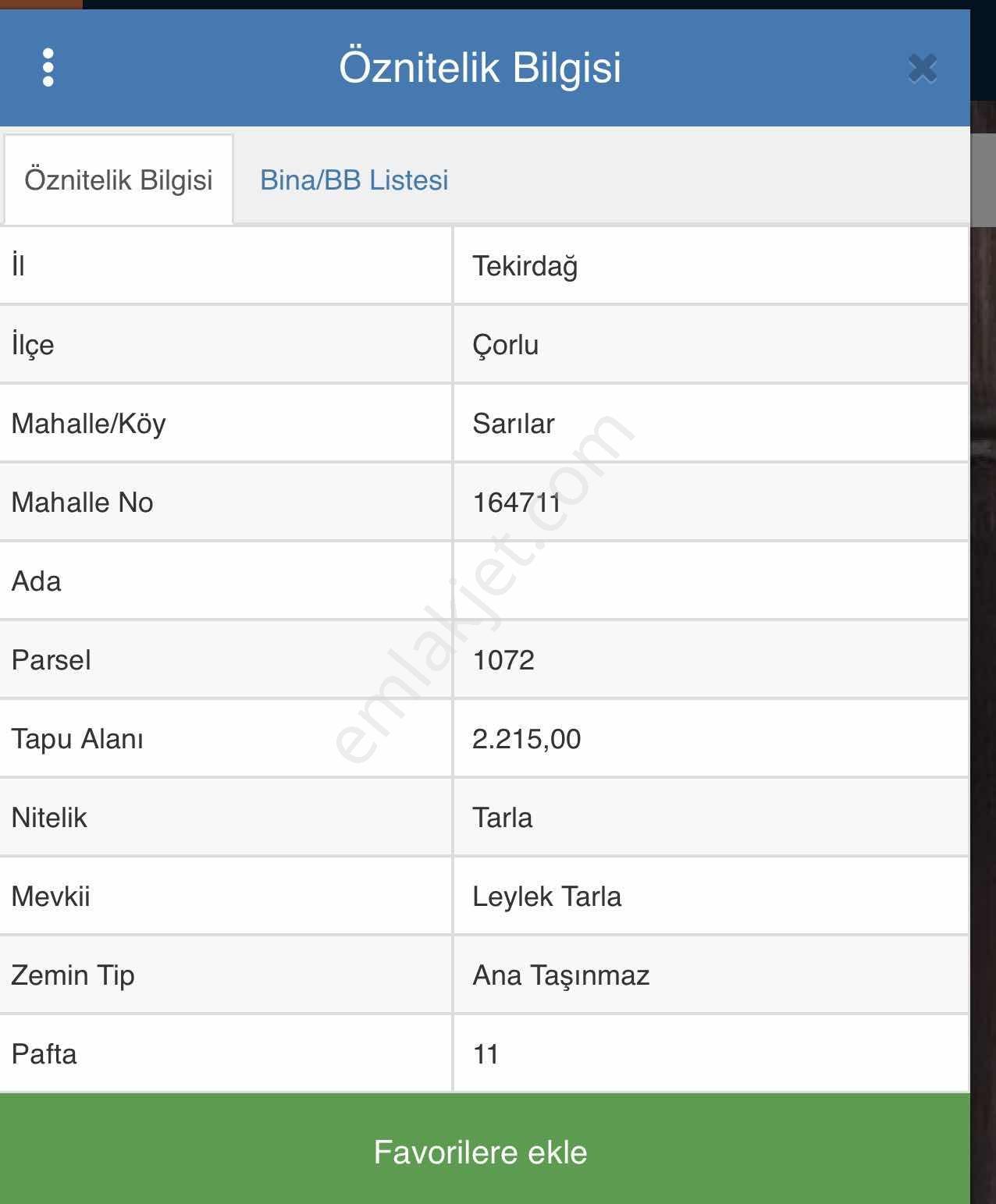 Mehmetoğlu Gayrimenkulden Satılık 2.215m2 Tarla