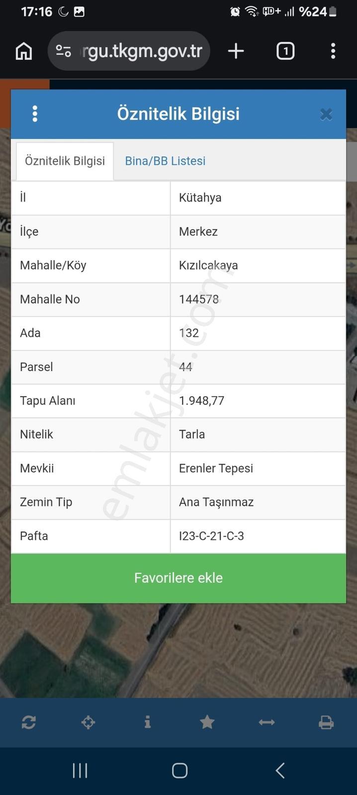 Kolçan Emlaktan Merkez Kızılcakaya Köyünde Fırsat Tarla