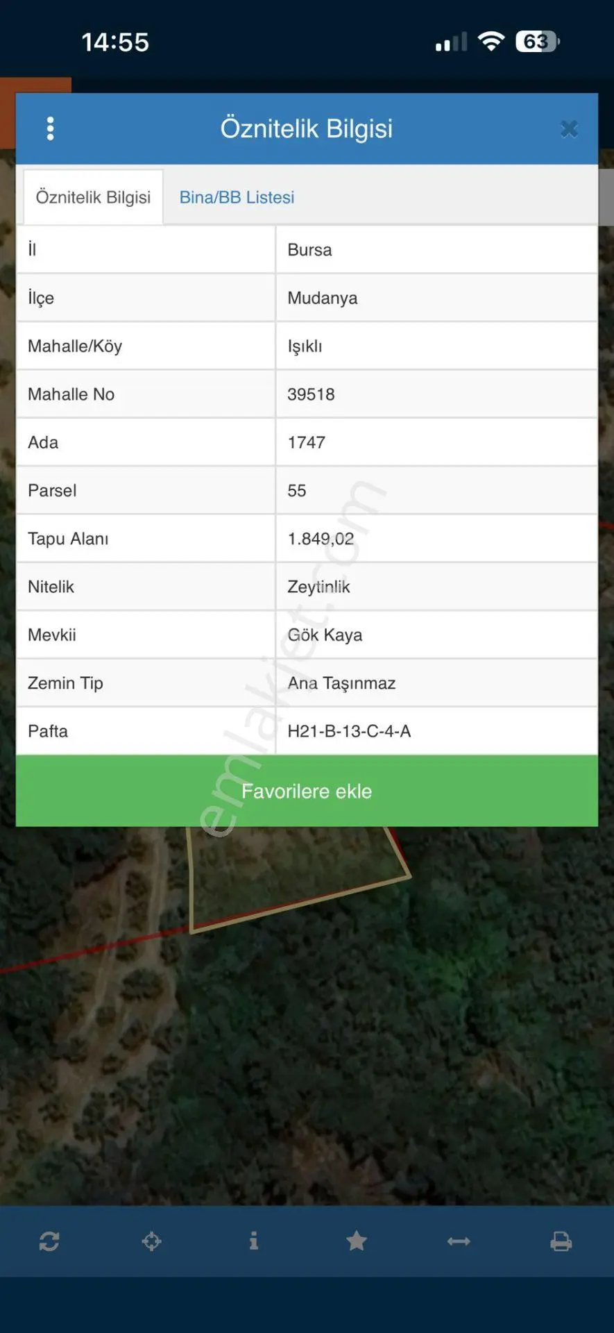 Bursa Mudanya Işıklıda Yatırımlık Satılık Zeytinlik 1,849 M2