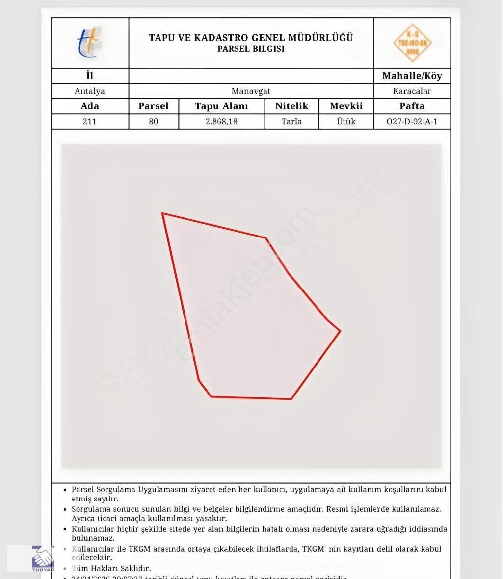 Deniz Manzaralı, Havadar Konumda 2.868 M² Satılık Tarla