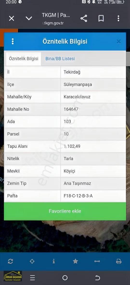 Tekirdağ Karacakılavuzda Satılık 1.100 M2 Köyiçinde Tarla - Görsel 6