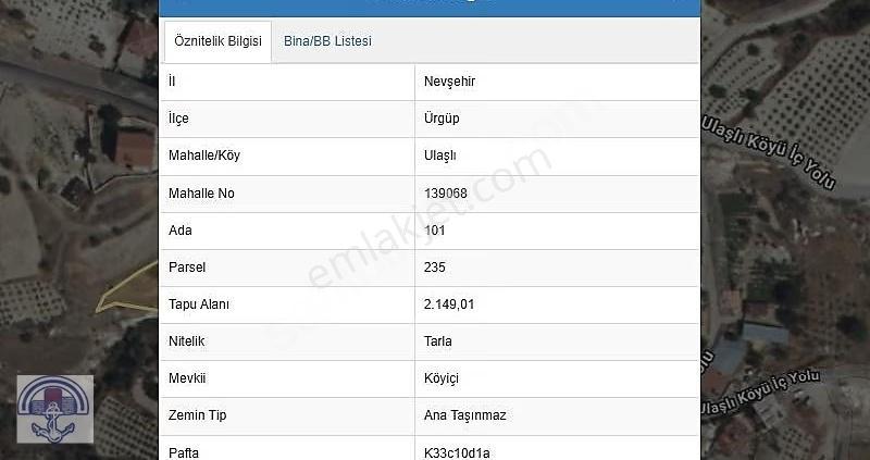 Ürgüp Ulaşlı Köyünde Satılık 2149m2 Tarla - Görsel 2