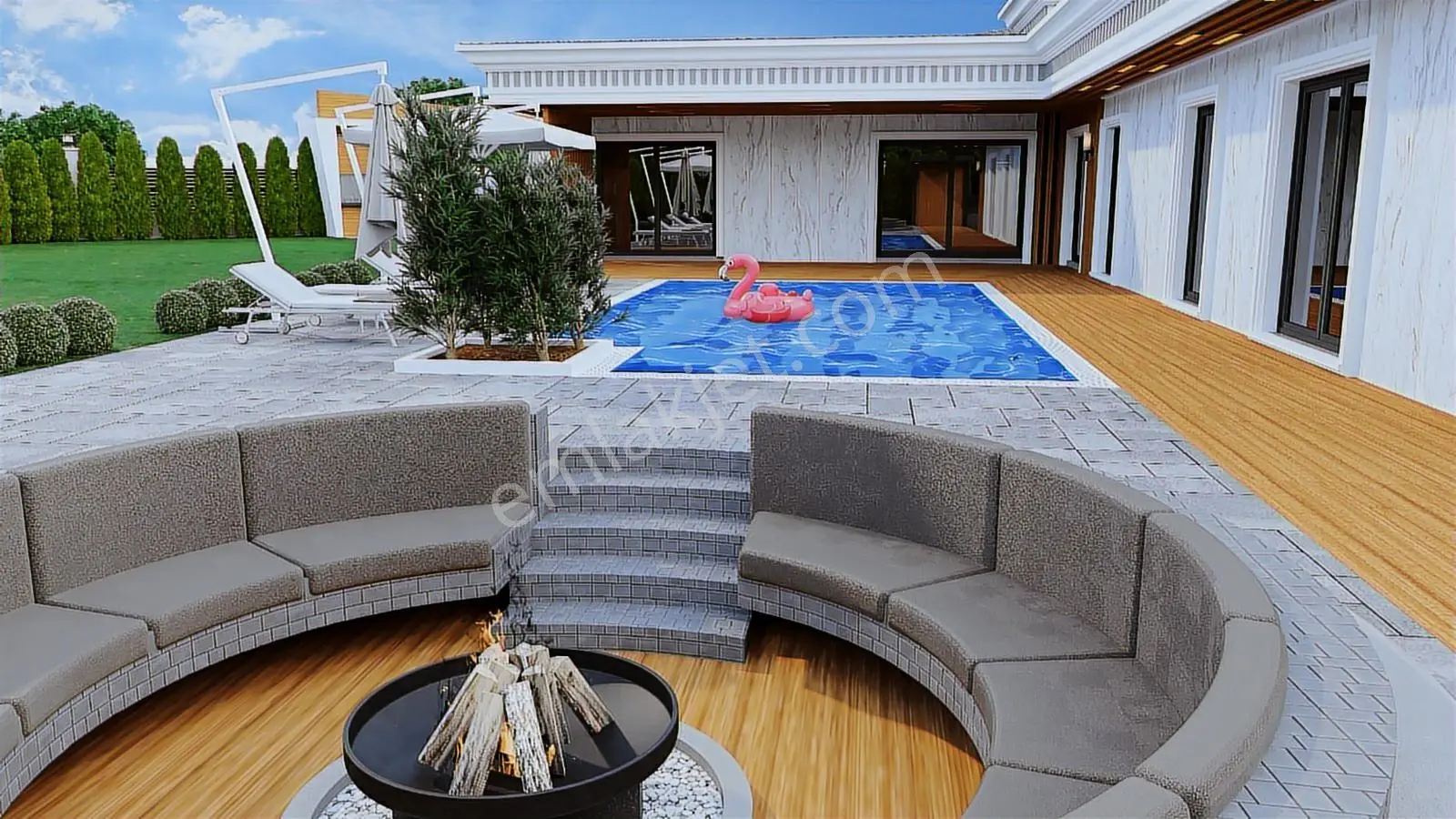 Tek Kat-yatay Mimari-1750 M2 Bahçe-330 M2 Kullanım Alanlı Villa - Görsel 2