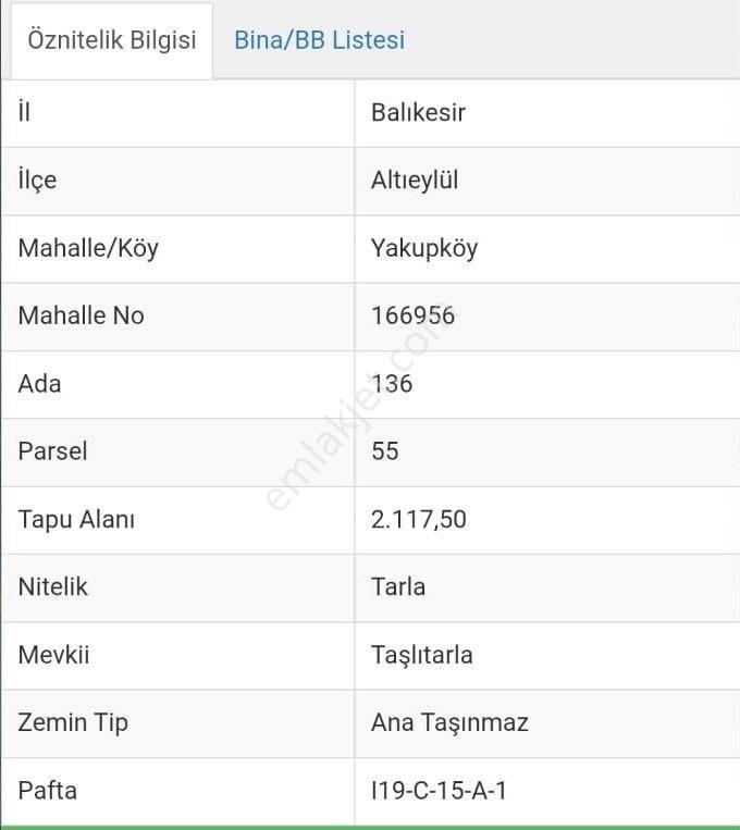 Balıkesir Altıeylül Yakupköy Mahallesi 2117m2 Satılık Tarla
