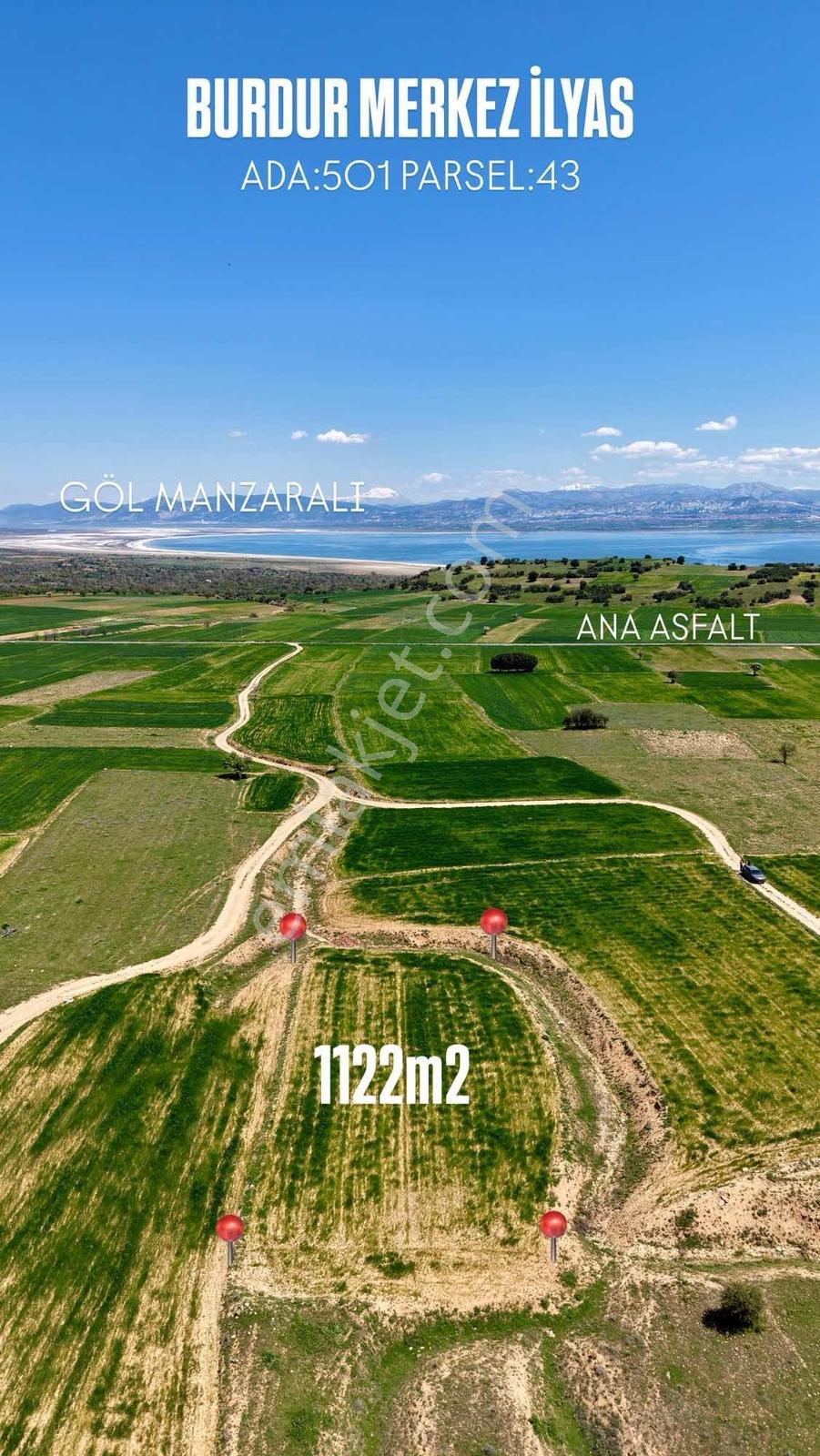 Burdur İlyas'ta Göl Manzaralı 1122m2 Tek Tapu Tarla - Görsel 5