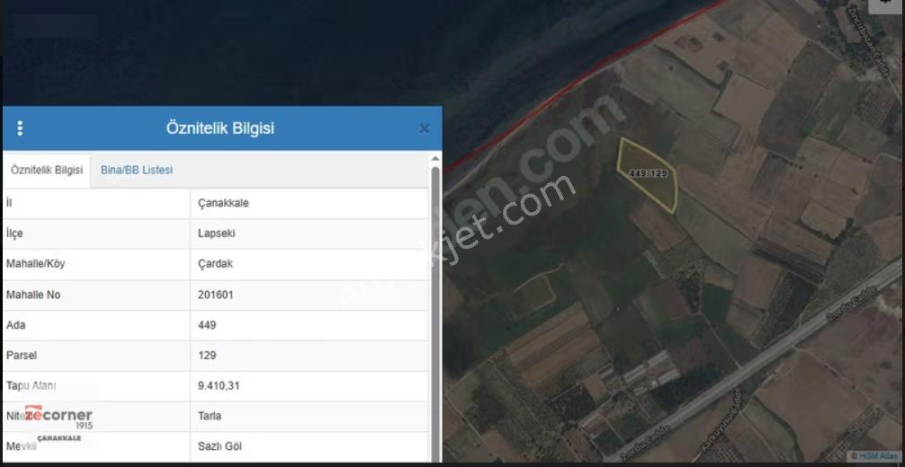 Çanakkale Lapseki Çardak Denize 140 M Satılık 9410 M2 Tarla - Görsel 14