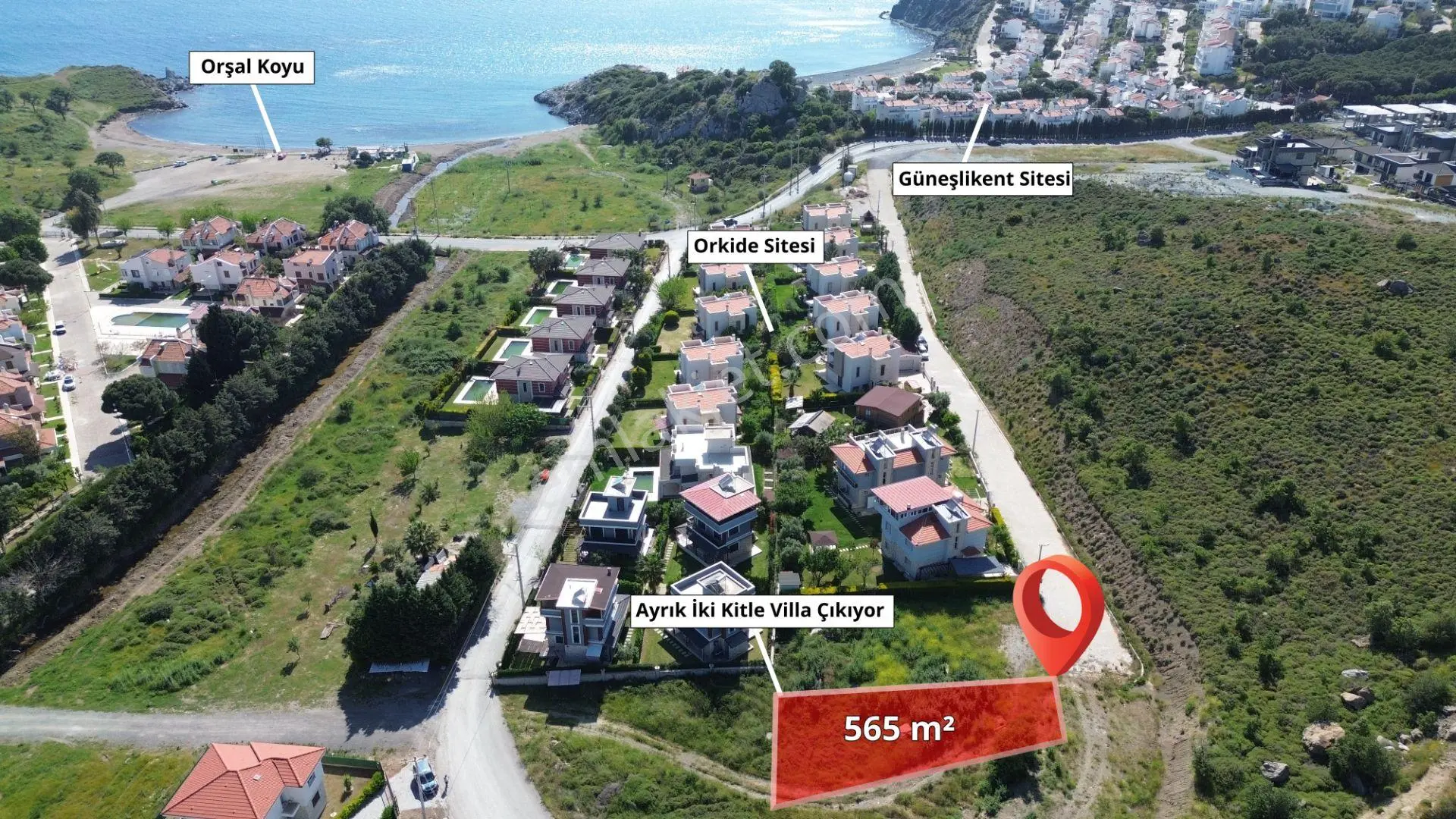 Seferihisar Akarca Orşal Koyu’nda 2 Ayrık Villa İmarlı Satılık Arsa ﻿