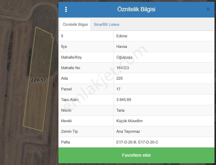 Satılık Havsa'da E5'e 2. Parsel Yolu Olan 3.846 M² Tarla - Görsel 3
