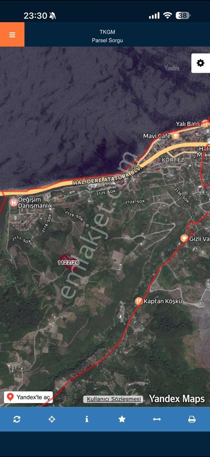Gölcük'te Resmi Yollu İmarlı Deniz Manzaralı 7.360.83 M2 Arazi
