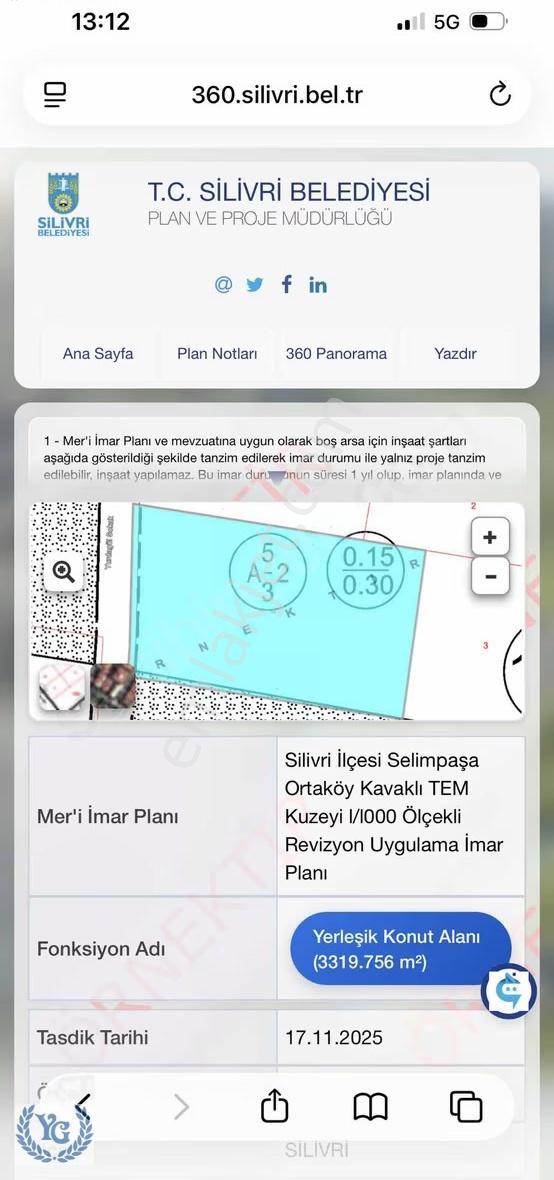 Silivri Ortaköyde Projesi Hazır 3319 M2 Müstakil Parsel - Görsel 5