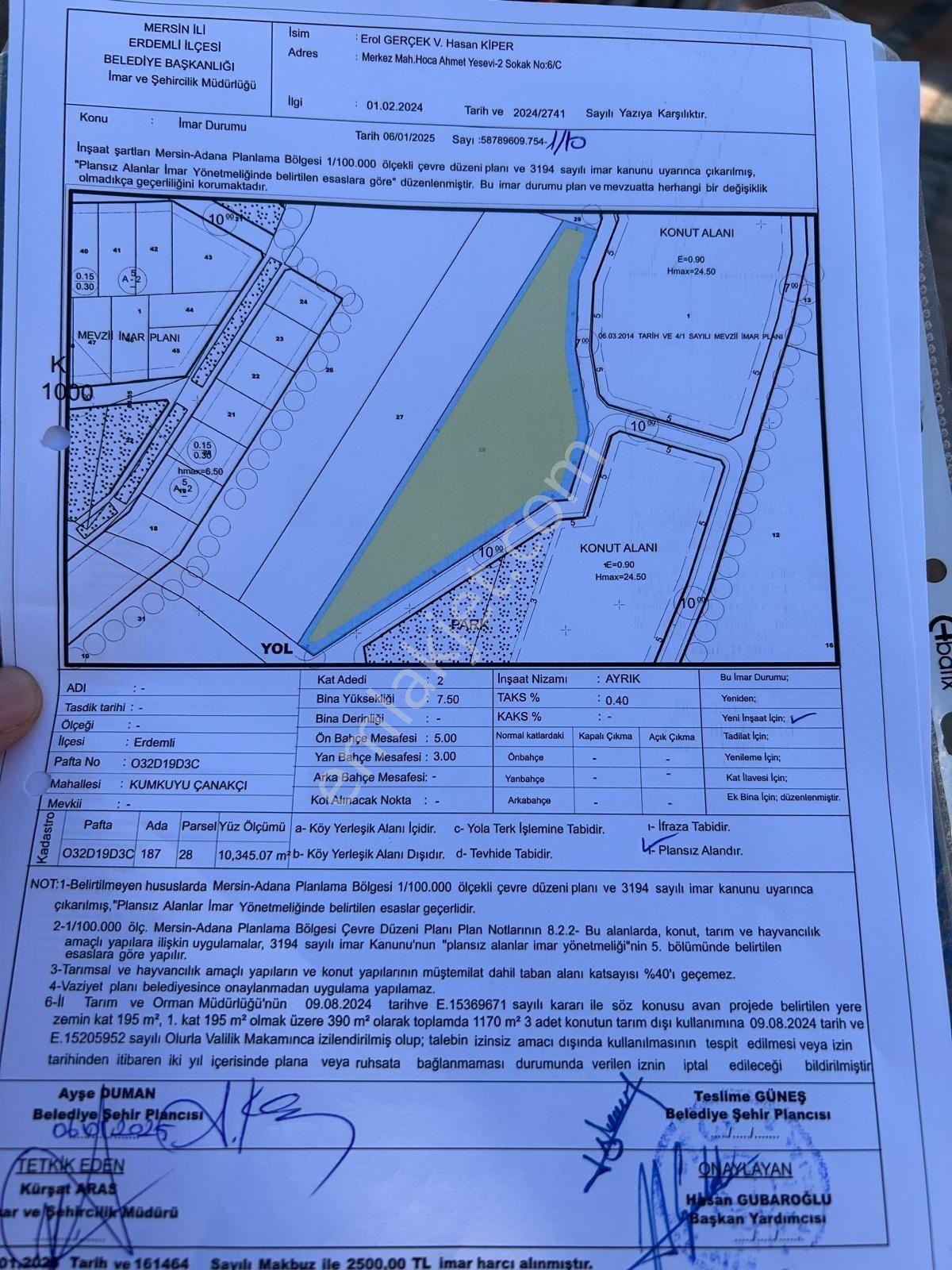 Erdemli Çanakçı Denize 5 Km 795 M2 Deniz Manzaralı Satılık Arsa - Görsel 9