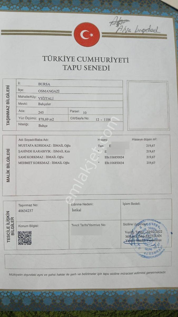 Bursa Uludağ Yolu Yiğitali Köyünde Bursa Manzaralı Fırsat Bahçe - Görsel 10