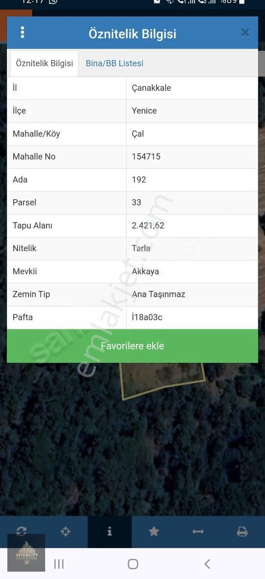 Çanakkale Yenice Çal'da Müstakil 2421 M2 Satılık Tarla