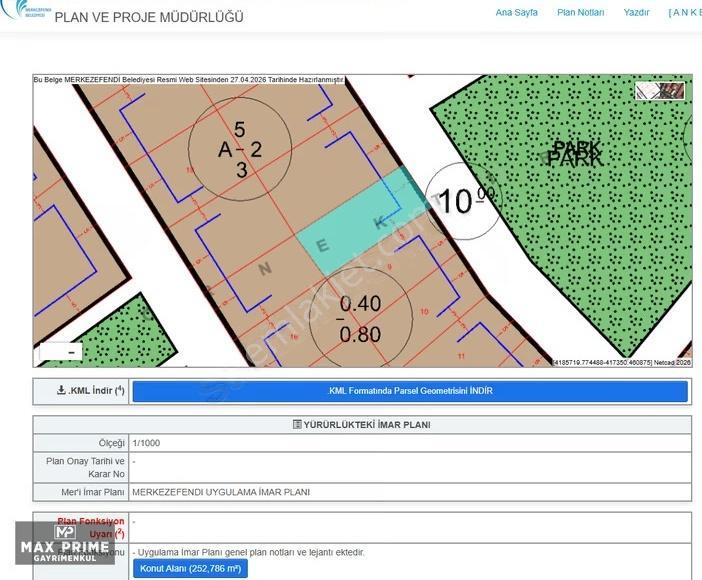 Max Prıme | Hükümet Konağı Yakını 253m² Park Cepheli Fırsat Arsa - Görsel 3