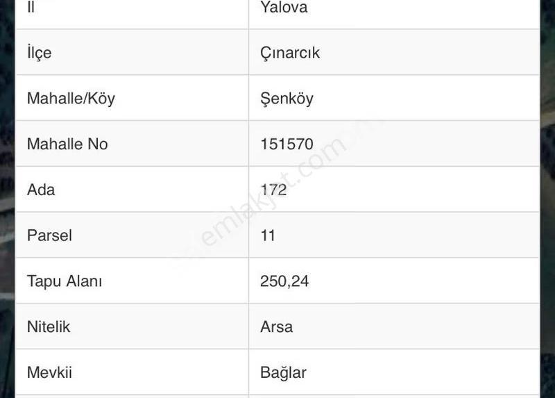 Yalova Çınarcık Şenköy 250m2 Doğa Manzaralı Arsa - Görsel 2