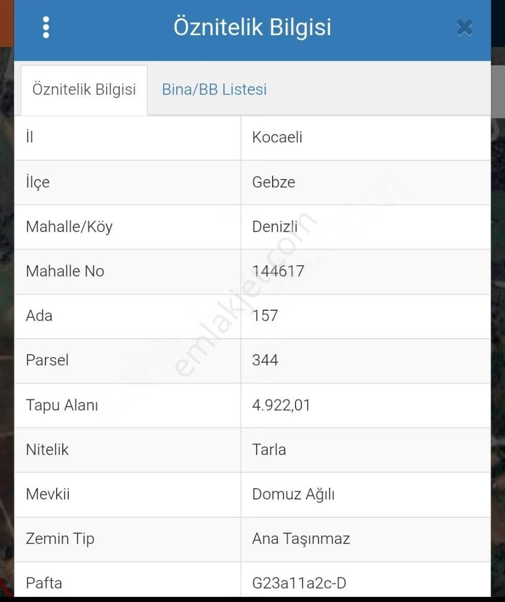 Gebze Denizli Köyü 410 M2 Arazi