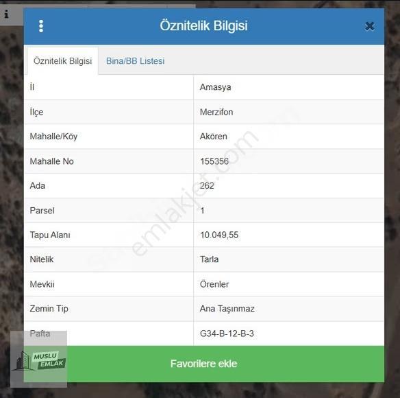 Merzifon Akören Köyünde Satılık Tek Tapu Tarla