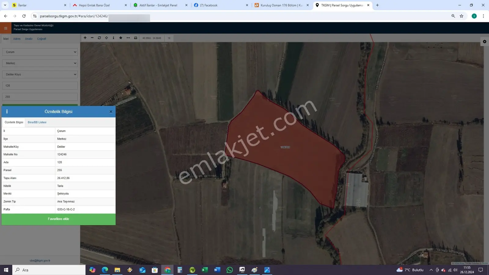 Çorum Merkez Ömerbey Köyü'nde 26.412m² Satılık Tarla (kuyulu) - Görsel 2