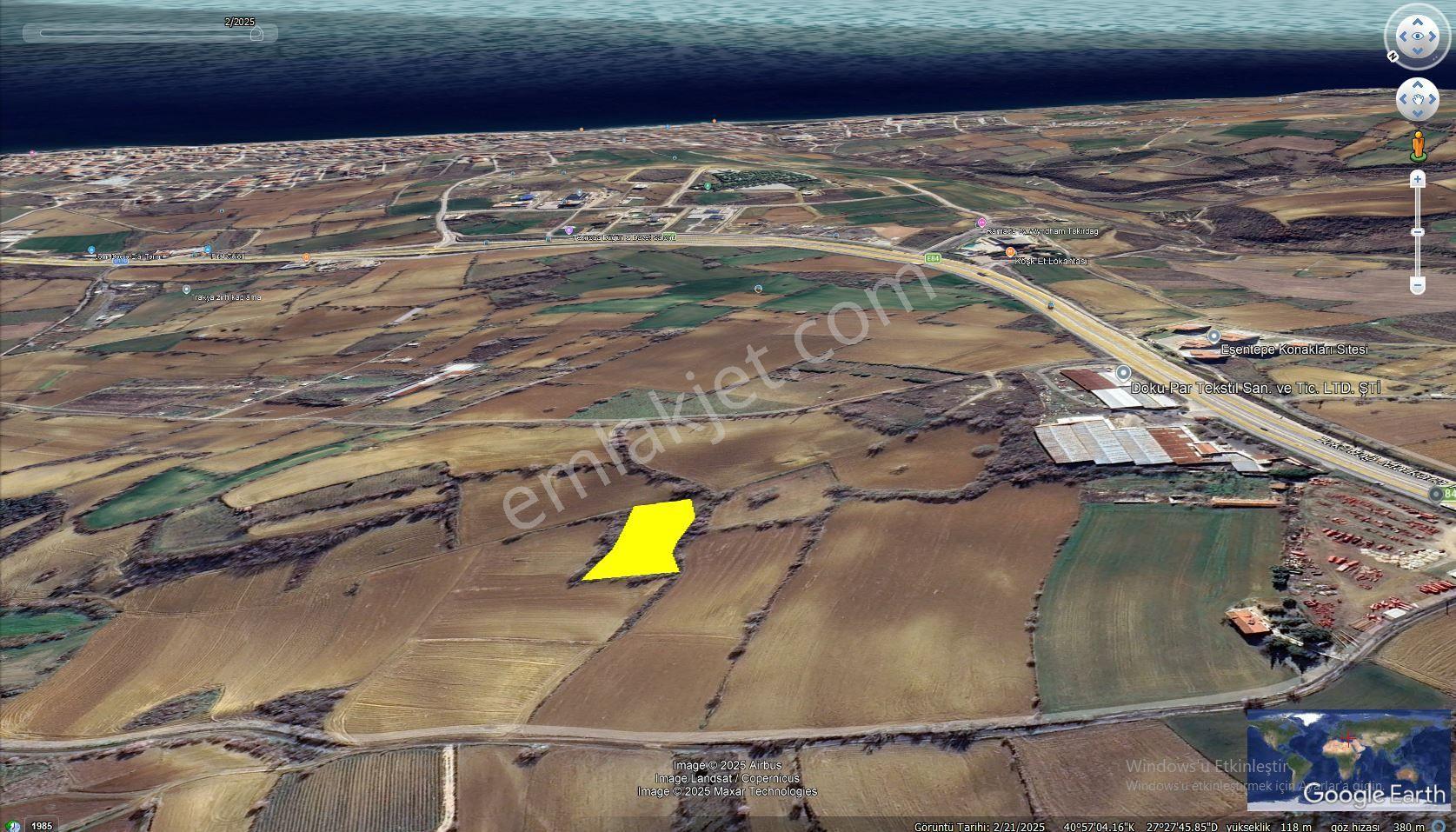 Takas + Nakit Tekirdağ Yavuz Mahallesinde Full Deniz Doğa Ve Şehir Manzaralı Villa İmarlı Yer