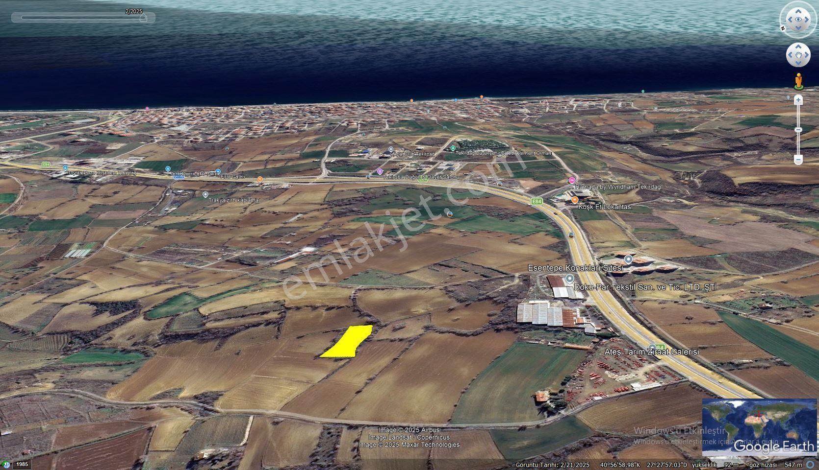 Takas + Nakit Tekirdağ Yavuz Mahallesinde Full Deniz Doğa Ve Şehir Manzaralı Villa İmarlı Yer - Görsel 7