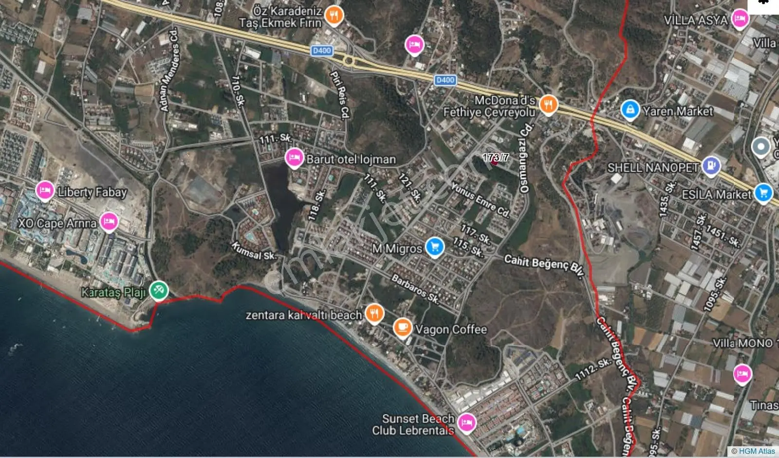 Muğla Fethiyede/denize 800 M/ayrık Nizam/yol Cephe Villa Parseli