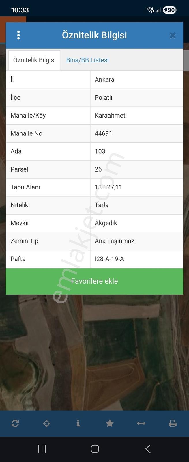 Polatlı Karaahmet Mah. 13 Dönüm Satılık Tarla