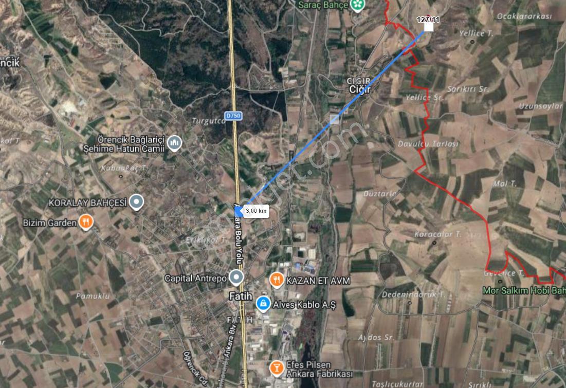 Sahibinden Kazan Akçaören'de Yola Cepheli, Su Yanında 5.000 M² Tek Tapu - Görsel 6