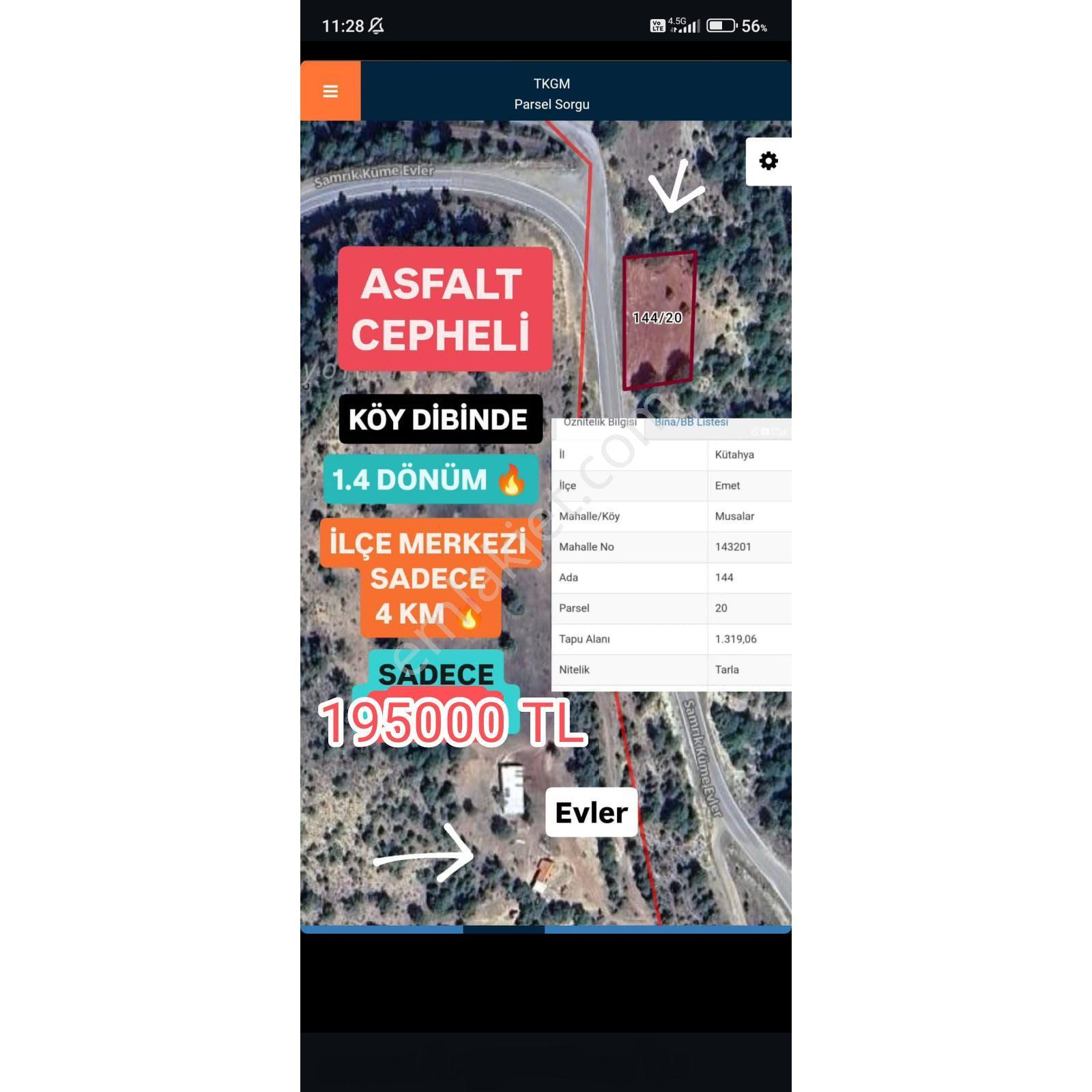 Emsali Yok!!!komple Asfalta Cephe Kelepir Tarla!!!