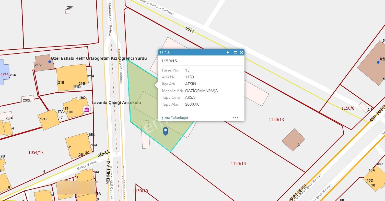Kahramanmaraş Afşin Merkez'de 2000 M² Konut İmarlı Satılık Arsa