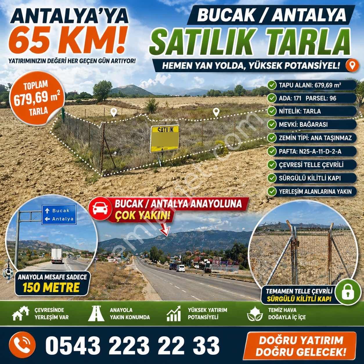 Bucak Susuz'da Antalya'ya 65km 680m2 Tek Tapu Harika Arazi - Görsel 2