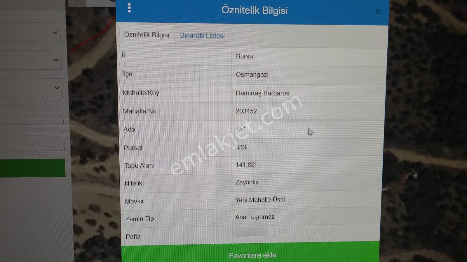 Bursa Kılıç Tan Demirtaş Barbaros Ta Satılık 448 M2 Tarla - Görsel 6